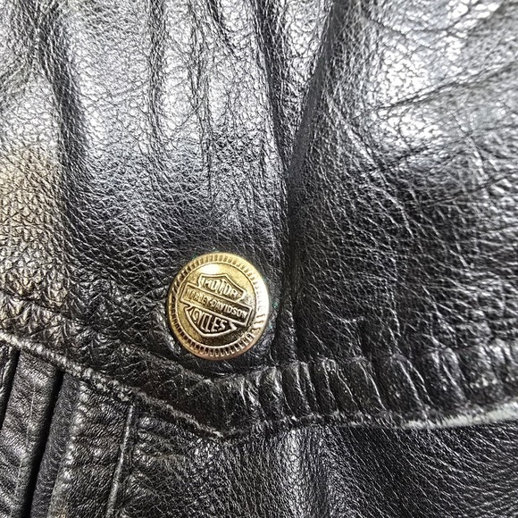 Harley Davidson Leather Jacket Mens XL Black Motorcycle Biker American 90's VTG - Picture 7 of 16